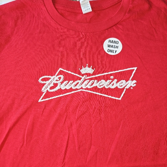 5 For $25✨️Brand New Beaded Budweiser Beer Womens Size Large Graphic T-Shirt Top - Picture 3 of 5